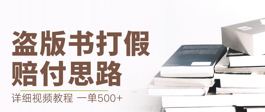 最新盗版书赔付打假项目，一单利润500+【详细玩法视频教程】-锦程资源站