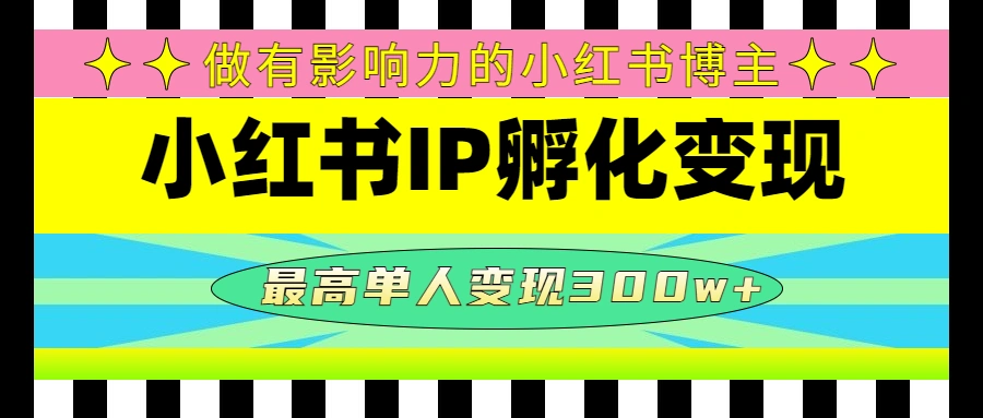 某收费培训-小红书IP孵化变现：做有影响力的小红书博主，最高单人变现300w+-锦程资源站