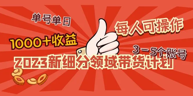 2023新细分领域带货计划：单号单日1000+收益不难，每人可操作3-5个账号-锦程资源站