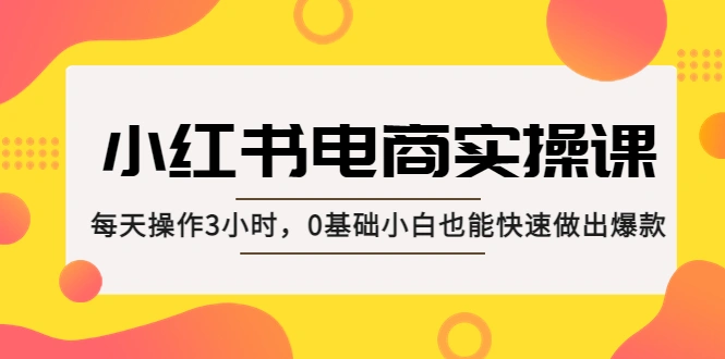 小红书·电商实操课：每天操作3小时，0基础小白也能快速做出爆款！-锦程资源站