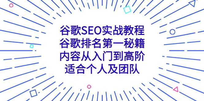 谷歌SEO实战教程：谷歌排名第一秘籍，内容从入门到高阶，适合个人及团队-锦程资源站