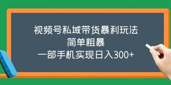 视频号私域带货暴利玩法，简单粗暴，一部手机实现日入300+-锦程资源站