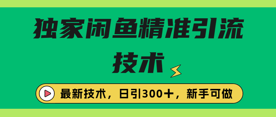 独家闲鱼引流技术，日引300＋实战玩法 -锦程资源站