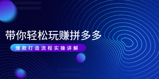 带你轻松玩赚拼多多：花的少 赚的多 爆款更简单 爆款打造流程实操讲解-锦程资源站