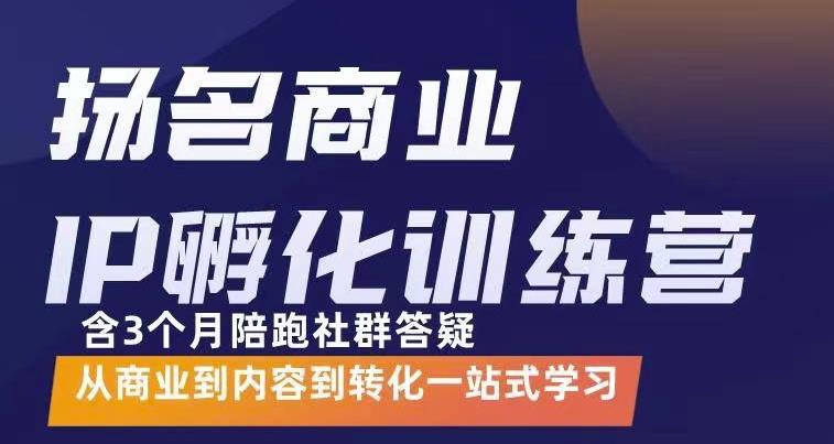 商业IP孵化训练营，从商业到内容到转化一站式学 价值5980元-锦程资源站