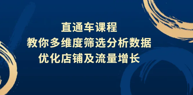 直通车课程，教你多维度筛选分析数据，优化店铺及流量增长-锦程资源站