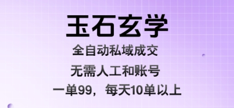 玉石玄学全自动私域成交，一单99每天十单以上，无需人工和矩阵账号，蓝海项目直接干【揭秘】-锦程资源站