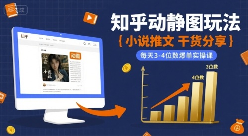小说推文干货分享之知乎动静图玩法，每天3-4位数爆单实操课-锦程资源站