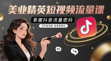 美业精英短视频流量课，掌握抖音流量密码，天天有询单，条条有转化-锦程资源站