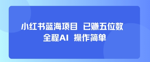 小红书蓝海项目，全程AI，操作简单，已挣五位数-锦程资源站