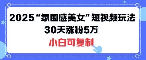 不露脸也能火！2025“氛围感美女”短视频玩法，30天涨粉5W小白可复制-锦程资源站