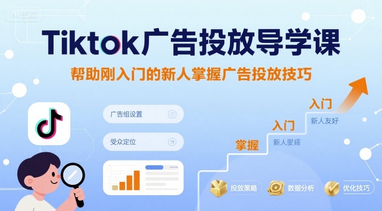 Tiktok广告投放导学课，帮助刚入门的新人掌握广告投放技巧-锦程资源站