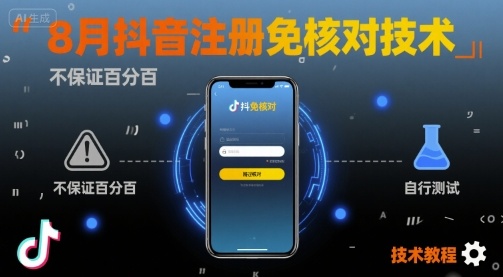 8月抖音注册免核对技术，不保证百分百，自测-锦程资源站