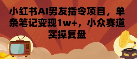 小红书AI男友指令项目，单条笔记变现1w+，小众赛道实操复盘-锦程资源站
