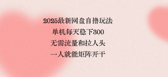 2025最新网盘自撸玩法，单机每天稳下3张，无需流量和拉人头，一个人就可轻松矩阵，全网独一份【揭秘】-锦程资源站