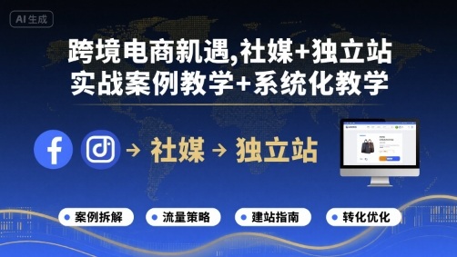 跨境电商新机遇，社媒+独立站，实战案例教学+系统化教学-锦程资源站