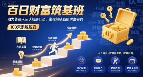 百日财富筑基班，助力普通人从认知到行动，带你解锁顶级财富密码-锦程资源站