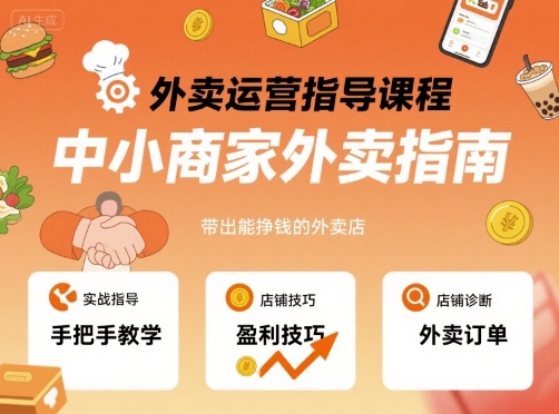 外卖运营指导课程，中小商家外卖指南，手把手带出能挣钱的外卖店-锦程资源站