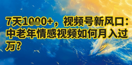 7天收益1k+，视频号新风口：中老年情感视频如何月入过W?-锦程资源站