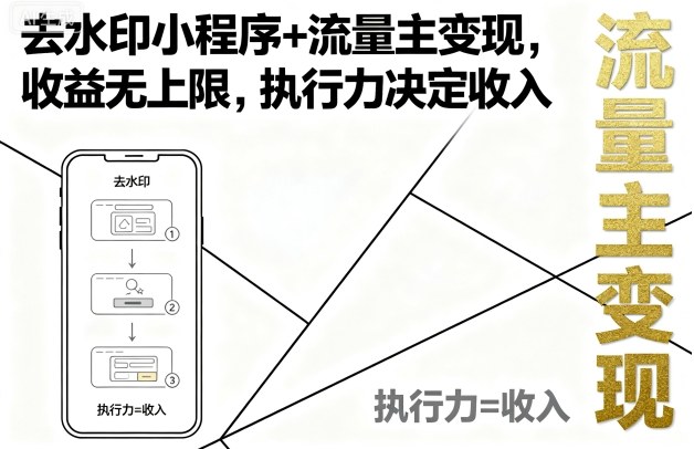 去水印小程序+流量主变现，收益无上限，执行力决定收入-锦程资源站
