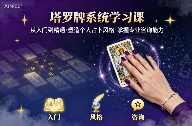 塔罗牌系统学习课，助你从入门到精通，塑造个人占卜风格，掌握专业咨询能力-锦程资源站