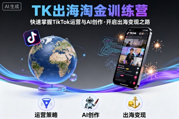 TK出海淘金训练营，助你快速掌握TikTok运营与AI创作，开启出海变现之路-锦程资源站