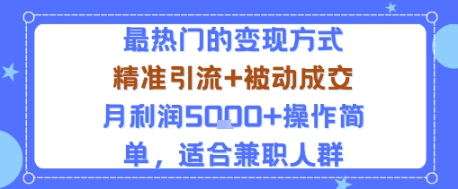 小众赛道玩法：当下最热门的变现方式，精准引流+被动成交月利润5k+操作简单，适合兼职人群-锦程资源站