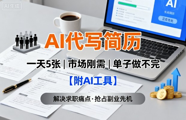 AI代写简历，一天5张，今年找工作难，市场刚需，单子做不完【附AI工具】-锦程资源站