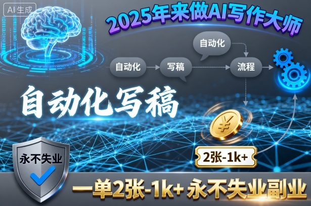 2025年来做AI写作大师，自动化写稿，一单2张-1k+，永不失业副业-锦程资源站