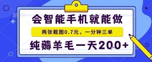 手机项目，二十秒一单，纯薅羊毛一天2张+做就有【揭秘】-锦程资源站