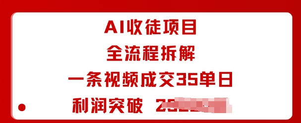 AI收徒项目全流程拆解一条视频成交35单日利润突破1k+-锦程资源站