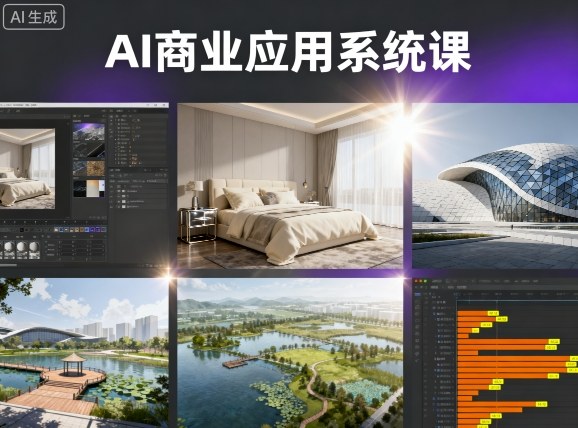 AI商业应用系统课，室内-软装-建筑-景观，智能设计+效果图+动画画实战-锦程资源站