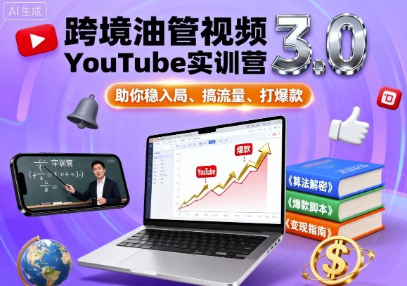 跨境油管视频YouTube实训营3.0，助你稳入局、搞流量、打爆款-锦程资源站