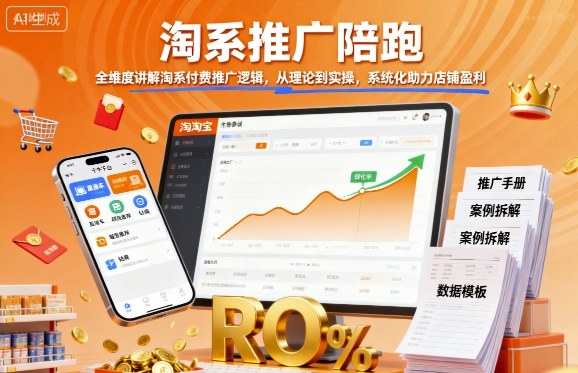 淘系推广陪跑，全维度讲解淘系付费推广逻辑，从理论到实操，系统化助力店铺盈利-锦程资源站