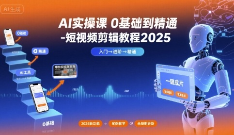 AI实操课0基础到精通-短视频剪辑教程2025-锦程资源站
