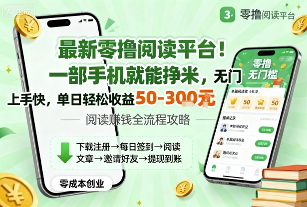 最新零撸阅读平台！一部手机就能挣米，无门槛上手快，单日轻松收益50-3张【揭秘】-锦程资源站