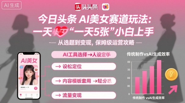 今日头条AI美女赛道玩法，一天轻松5张，小白轻松上手-锦程资源站