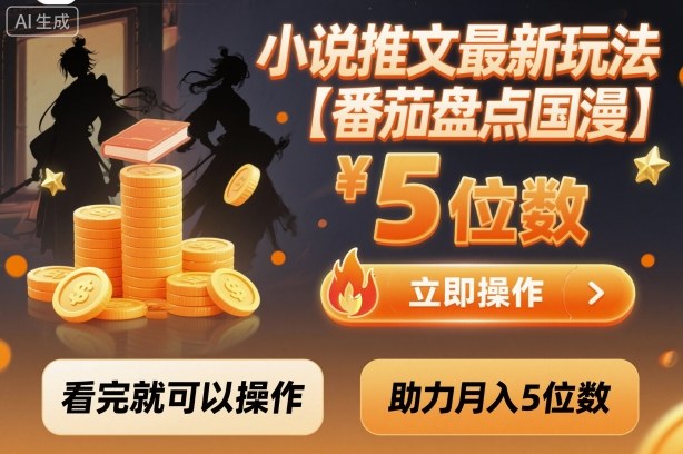 小说推文最新玩法，助力月入5位数【番茄盘点国漫】玩法，看完就可以操作-锦程资源站