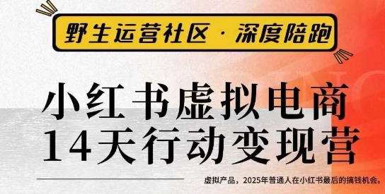 小红书虚拟电商14天变现训练营3.0，​虚拟产品，2025年普通人在小红书最后的搞钱机会-锦程资源站