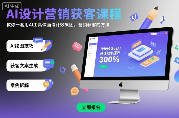 AI设计营销获客课程，教你一套用AI工具做画设计效果图，营销获客的方法-锦程资源站
