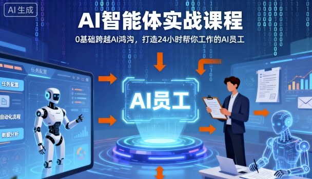 Ai智能体实战课程，0基础跨越Ai鸿沟，打造24小时帮你工作的Ai员工，打破常规，以实战定义Ai-锦程资源站