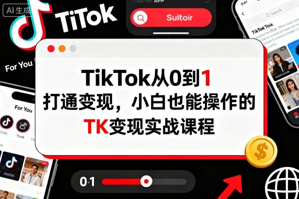 TikTok从0到1打通变现,小白也能操作的TK变现实战课程-锦程资源站
