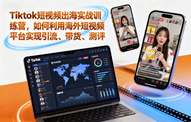 Tiktok短视频出海实战训练营，如何利用海外短视频平台实现引流、带货、测评-锦程资源站