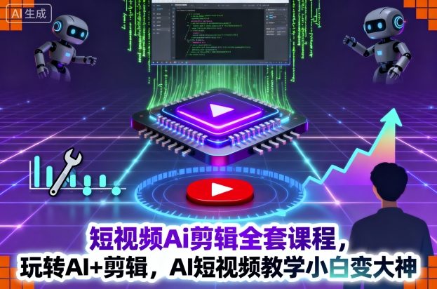 短视频Ai剪辑全套课程,玩转AI+剪辑,AI短视频教学小白变大神-锦程资源站