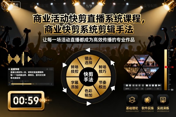 商业活动快剪直播系统课程,商业快剪系统剪辑手法-锦程资源站