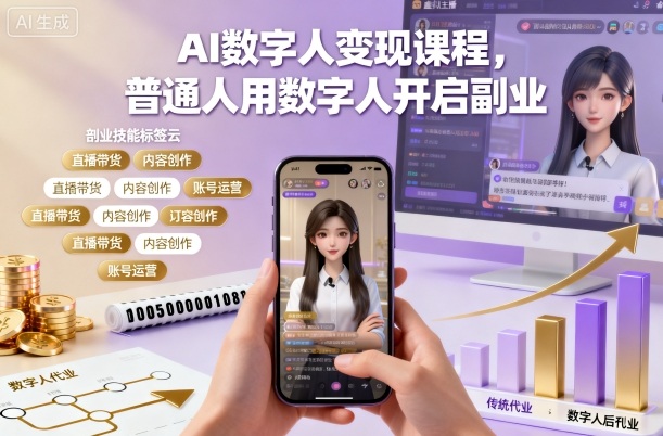 AI数字人变现课程，普通人用数字人开启副业-锦程资源站