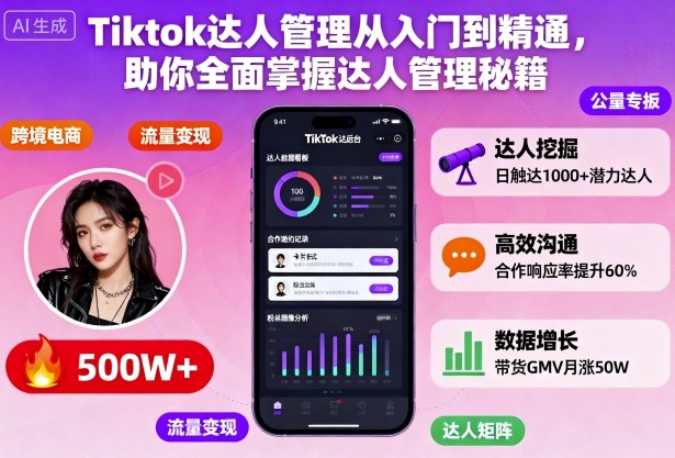 Tiktok达人管理从入门到精通，助你全面掌握达人管理秘籍-锦程资源站