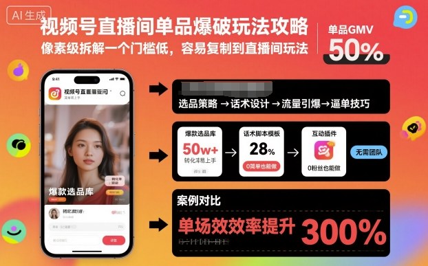 视频号直播间单品爆破玩法攻略，像素级拆解一个门槛低，容易复制到直播间玩法-锦程资源站