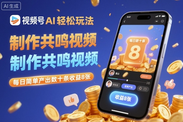 视频号AI轻松玩法，制作共鸣视频，每日简单产出数十条收益8张-锦程资源站