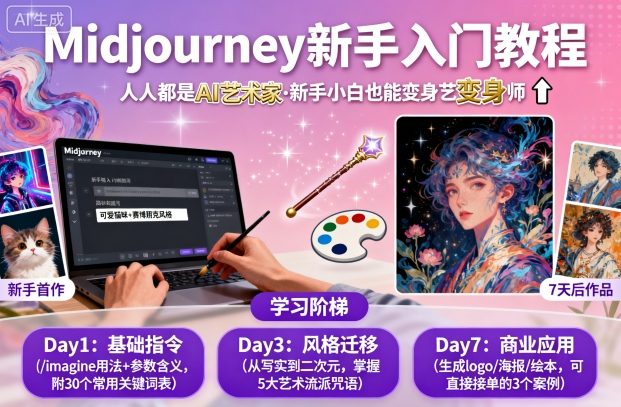 midjourney新手入门教程：人人都是AI艺术家，新手小白也能变身艺术大师-锦程资源站
